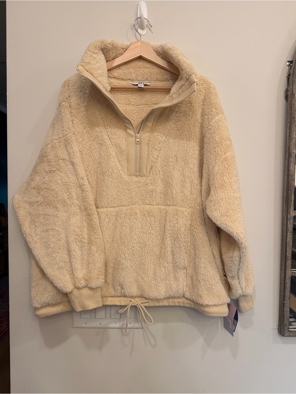 JoyLab Cream Teddy Half-Zip Jacket// L // NEW
